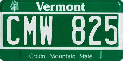 VT license plate CMW825