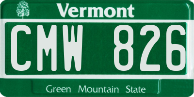 VT license plate CMW826