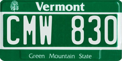 VT license plate CMW830