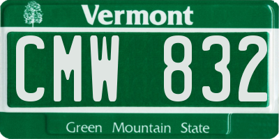VT license plate CMW832