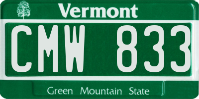VT license plate CMW833