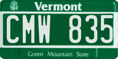 VT license plate CMW835
