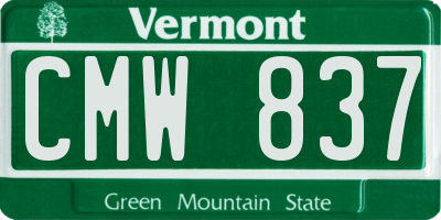 VT license plate CMW837
