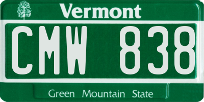 VT license plate CMW838