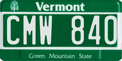 VT license plate CMW840