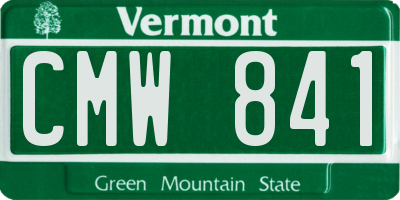 VT license plate CMW841