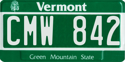 VT license plate CMW842