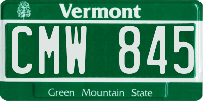 VT license plate CMW845