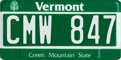 VT license plate CMW847