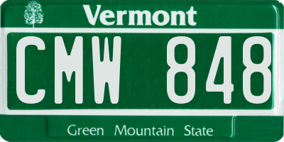 VT license plate CMW848