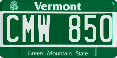 VT license plate CMW850