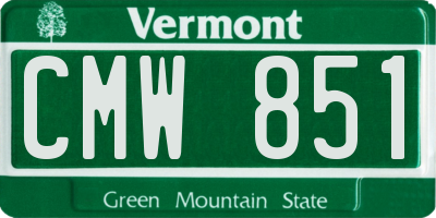 VT license plate CMW851