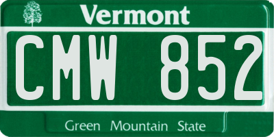 VT license plate CMW852