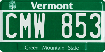 VT license plate CMW853