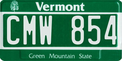 VT license plate CMW854
