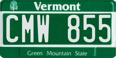 VT license plate CMW855