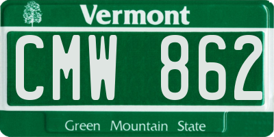 VT license plate CMW862