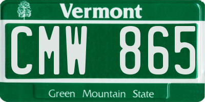 VT license plate CMW865