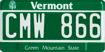 VT license plate CMW866