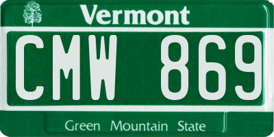 VT license plate CMW869