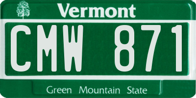 VT license plate CMW871