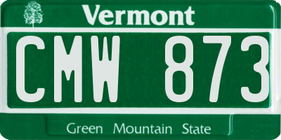 VT license plate CMW873