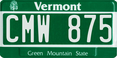 VT license plate CMW875
