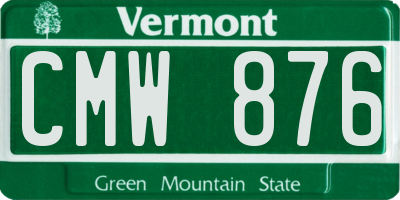 VT license plate CMW876