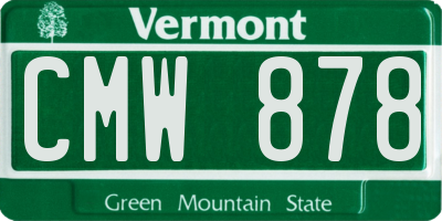 VT license plate CMW878