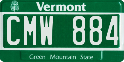 VT license plate CMW884