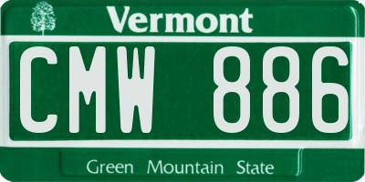 VT license plate CMW886
