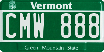 VT license plate CMW888