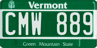 VT license plate CMW889