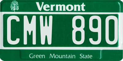 VT license plate CMW890