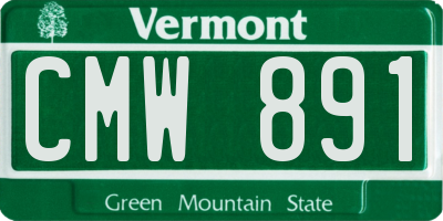 VT license plate CMW891