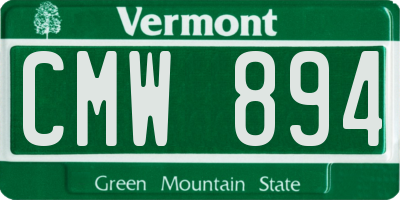 VT license plate CMW894