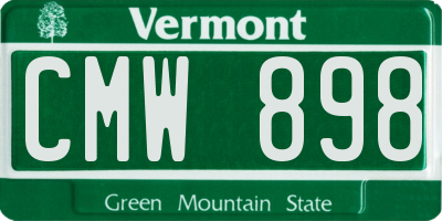 VT license plate CMW898