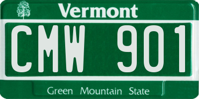 VT license plate CMW901