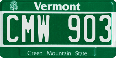 VT license plate CMW903