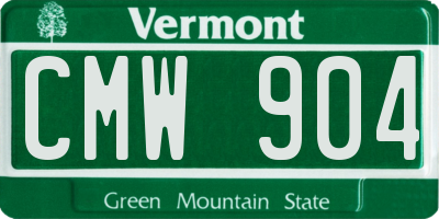 VT license plate CMW904