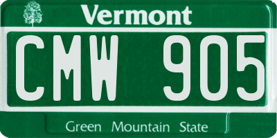 VT license plate CMW905