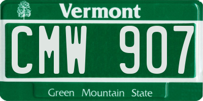 VT license plate CMW907