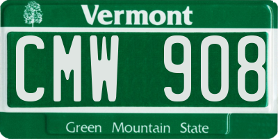 VT license plate CMW908