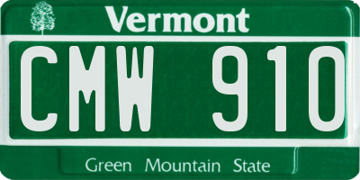 VT license plate CMW910