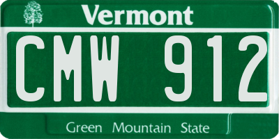VT license plate CMW912
