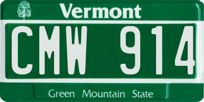 VT license plate CMW914