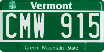 VT license plate CMW915