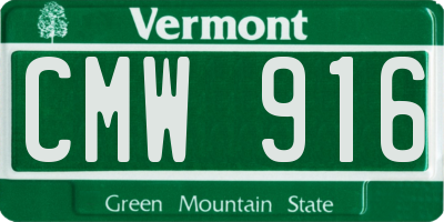 VT license plate CMW916