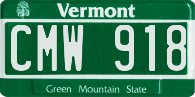 VT license plate CMW918