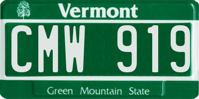 VT license plate CMW919